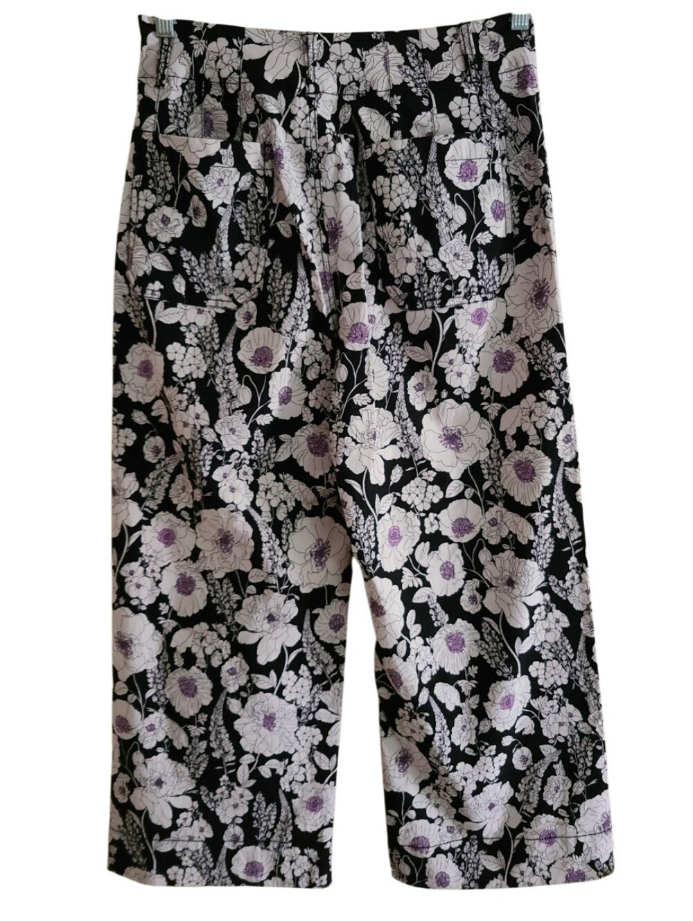 NWOT Maeve Anthroplogie The Colette Wide-Leg Cropped Pant Black Floral - Picture 9 of 15